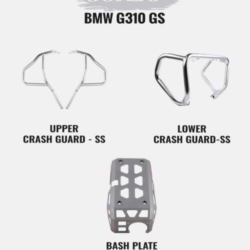 BMW G310GS Combo – Upper Crashguard SS+Lower Crashguard SS+Engine Guard Silver